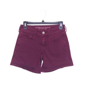 American Eagle Women's Midi Twill Shorts Size 2 Maroon Summer Bottoms